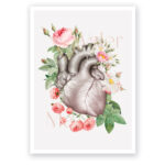 Plakat Anatomiczny Serce w Kwiatach