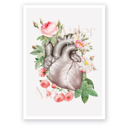 Plakat Anatomiczny Serce w Kwiatach